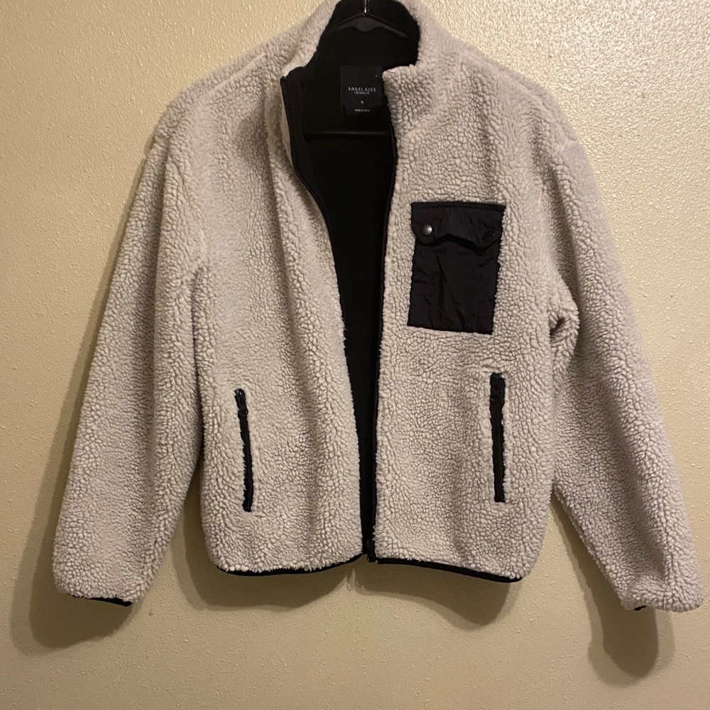 Angel Kiss Cream Sherpa Jacket with Black Accents